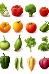 Wall Mural - vegetables and fruits on a white background Generative AI