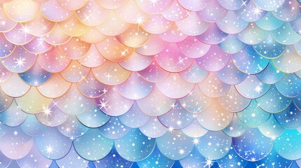 Wall Mural - Abstract background with soft prismatic iridescent rainbow gradient colors mermaid scale pattern theme for girl party