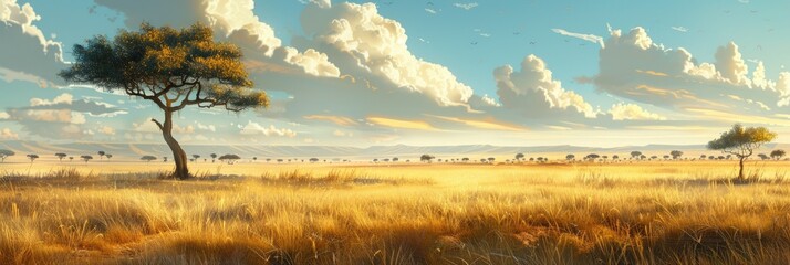 grass dry. savanna landscape with natural grassy field and blue sky