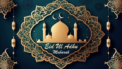 Wall Mural - eid al adha mubarak islamic decorative background design header, banner for web created with generative ai