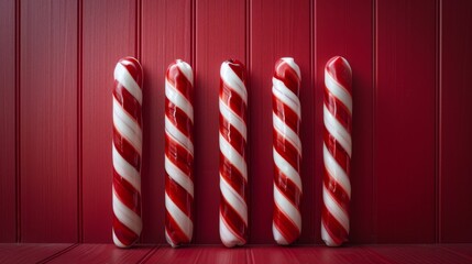 Canvas Print - A striped candy lollipop pattern based on the Christmas candy cane. Red and white striped candy lollipop lines.