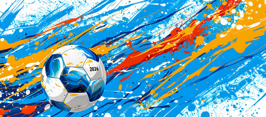 Wall Mural - Vibrant Celebration of Euro 2024 Dynamic Artistic Representation of Football Energy and Spirit for the European Championship EM 2024 Wallpaper Digital Art Poster Brainstorming Map Magazine Background