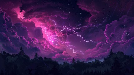 Wall Mural - background with dark purple clouds. purple electrical storm in a digital cloud for an energy concept
