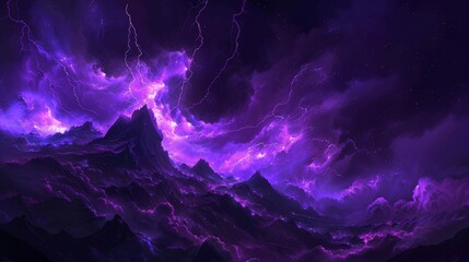 Wall Mural - background with dark purple clouds. purple electrical storm in a digital cloud for an energy concept