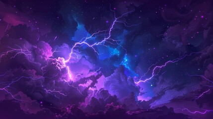 Wall Mural - background with dark purple clouds. purple electrical storm in a digital cloud for an energy concept