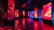 © Michael - Modern gallery interior illuminated by vibrant red digital screens showcasing immersive art exhibits