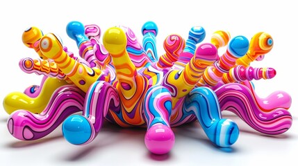 Poster - A bunch of colorful swirls are arranged in a circle, AI