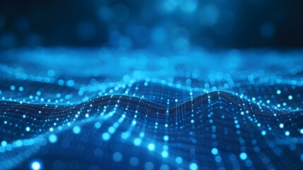 Leinwandbilder - Blurred Data Science Background in blue Colors. Abstract Network of Dots and Lines