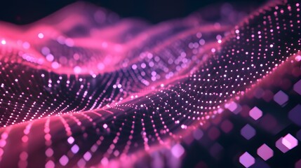 Leinwandbilder - Blurred Data Science Background in purple Colors. Abstract Network of Dots and Lines