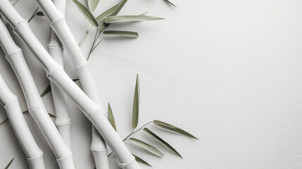 Wall Mural - Abstract bamboo white mockup background.