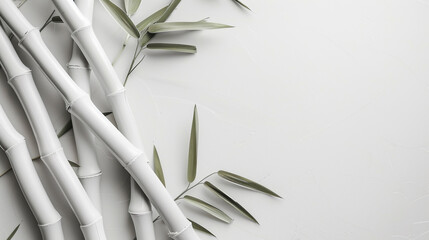 Poster - Abstract bamboo white mockup background.