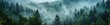 © SKIMP Art - panoramic photo of a pine forest in the mountains on a misty morning Generative AI