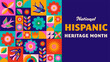© Marina Zlochin - National hispanic heritage month celebration. Background, banner and card with flowers. Geometric colorful concept design floral pattern