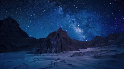 Mountain Clear Sky. A Starry Sky with Milky Way for Astrology and Astronomy