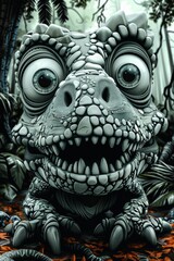 Wall Mural - A close up of a statue with big eyes and teeth, AI