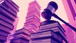© furyon - towering piles of judicial court files with judges gavel concept illustration