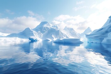 Aufkleber - Several icy icebergs drift on the cold water, reflecting light in the Arctic. Generative AI