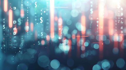 Poster - Digital data backdrop with abstract dollar signs hinting at inflation