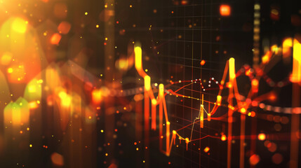 Poster - Abstract illustration depicting inflation with illuminated charts and rising lines