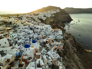 Wall Mural - Aerial view of Oia on the beautiful island of Santorini, Greece