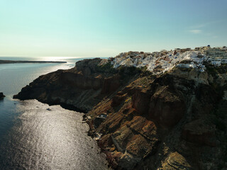 Wall Mural - Aerial view of Oia on the beautiful island of Santorini, Greece