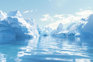 Aufkleber - Multiple icebergs drift atop frigid Arctic waters. Generative AI