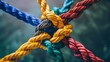 © BackgroundHolic - Team rope tie together, concept of unity and teamwork, work together, cooperate, strong, communication.