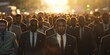 © Kamonwan - Crowd of African-American men in suits walking towards camera in a sunlit street