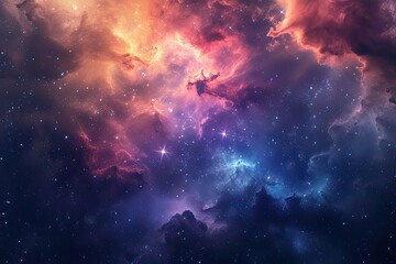 Aufkleber - Galaxy and nebula background with a cosmic outer space and starts