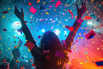 Craft a vibrant confetti-filled celebration with dynamic disco lights