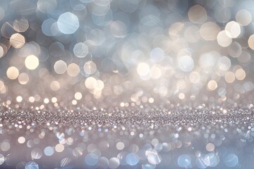 Wall Mural - Design a dazzling silver glitter background with soft bokeh lights