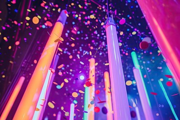 Aufkleber - Design a festive confetti party with bright neon lights