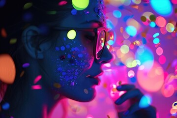 Aufkleber - Design a festive confetti party with bright neon lights