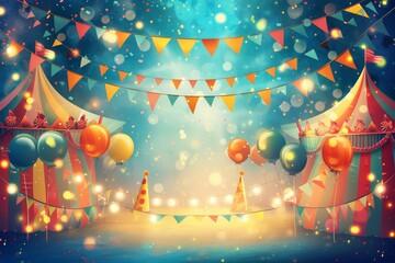 Poster - Illustrate a birthday background with a festive carnival atmosphere