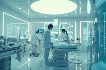 Poster - A futuristic hospital with advanced medical technology