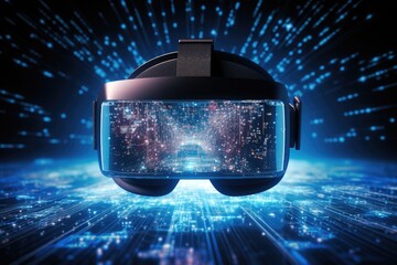 Aufkleber - Human using Virtual reality headset on dark background