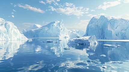 Aufkleber - Icebergs floating in water near a mountain range in the Arctic region. Generative AI