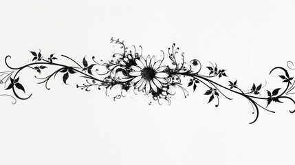 Wall Mural - a black and white page divider clipart style line-art graphic