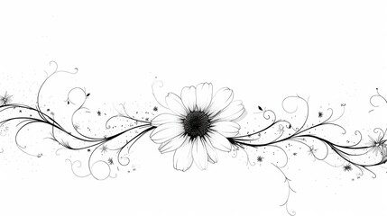 Wall Mural - a black and white page divider clipart style line-art graphic