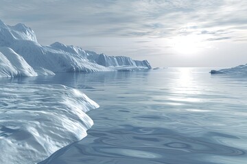 Aufkleber - A group of icebergs floating on the surface of cold waters, reflecting light and showcasing icy textures. Generative AI