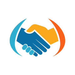 Poster - a minimalist handshake logo vector art illustration with a handshake icon logo