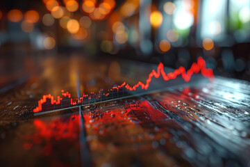 Poster - A line graph showing fluctuations in stock prices, illustrating the volatility of financial markets. Concept of investment risk and market dynamics. Generative Ai.