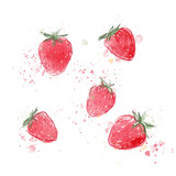 Truskawki akwarela. Rozbryzgi farby