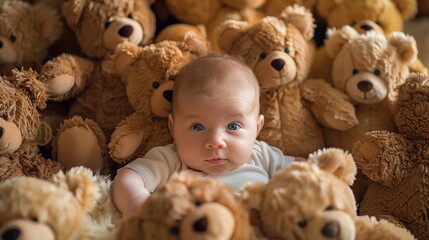 Poster - Baby Surrounded by Teddy Bears