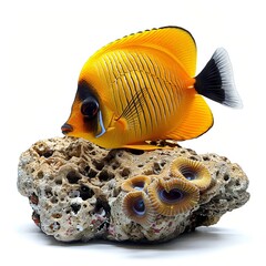 Wall Mural - a yellow fish sitting on top of a rock