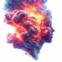 Wall Mural - a woman with a cloud of smoke in her hair