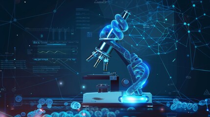 Wall Mural - Research medical DNA lab science biotechnology scientist laboratory clinic medicine chemistry. Medical analysis DNA research equipment technology test microscope work health scientific computer gene