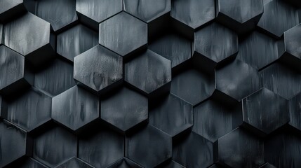 Luxury hexagonal abstract stainless steel metal background. Dark 3d geometric texture illustration