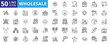 © Iconjam - Wholesale icon set with merchandise, retailers, industrial, commercial, goods, bulk, consumer, buying and higher price.