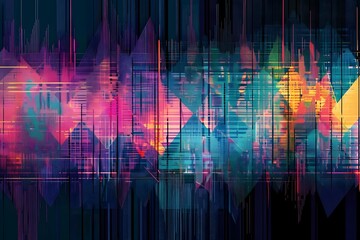Wall Mural - Creative Glitch Texture Background, Abstract Digital Art with Vibrant Colors and Geometric Patterns